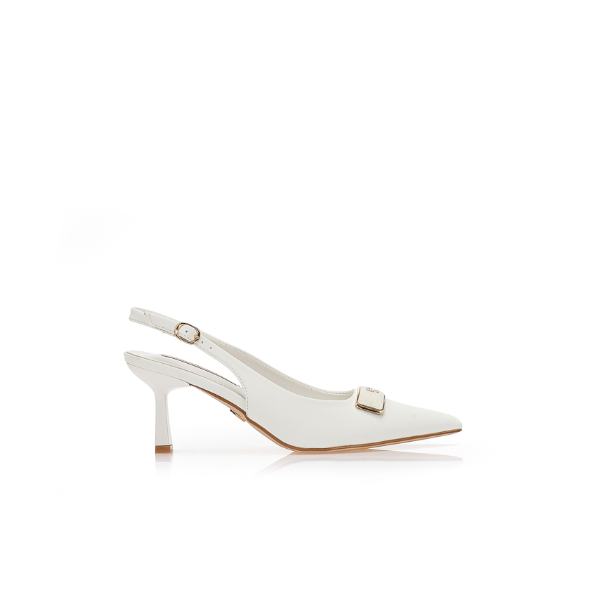 Tsoukalas Γόβες TSOUKALAS λευκές με αγκράφα ΛΕΥΚΟ