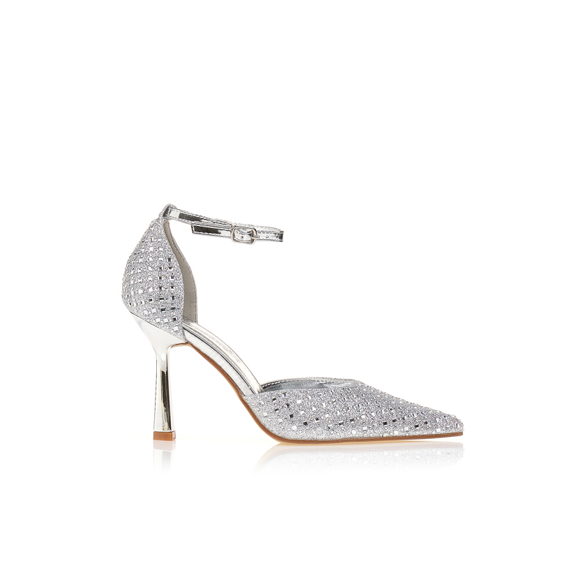 Γόβες ασημί λούρεξ με στρας ΑΣΗΜΙ