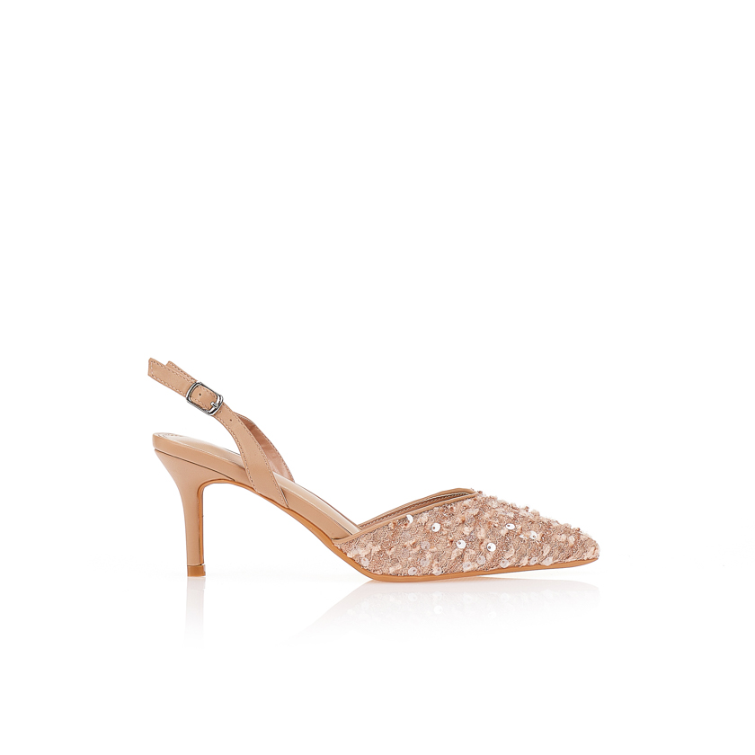 Γόβες σάπιο μήλο με δαντελένιο ύφασμα ΣΑΠΙΟ ΜΗΛΟ