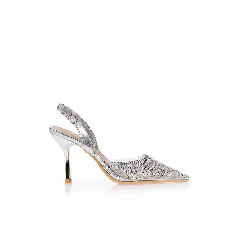 Γόβες μυτερές με διαφάνειες και στρας ΑΣΗΜΙ