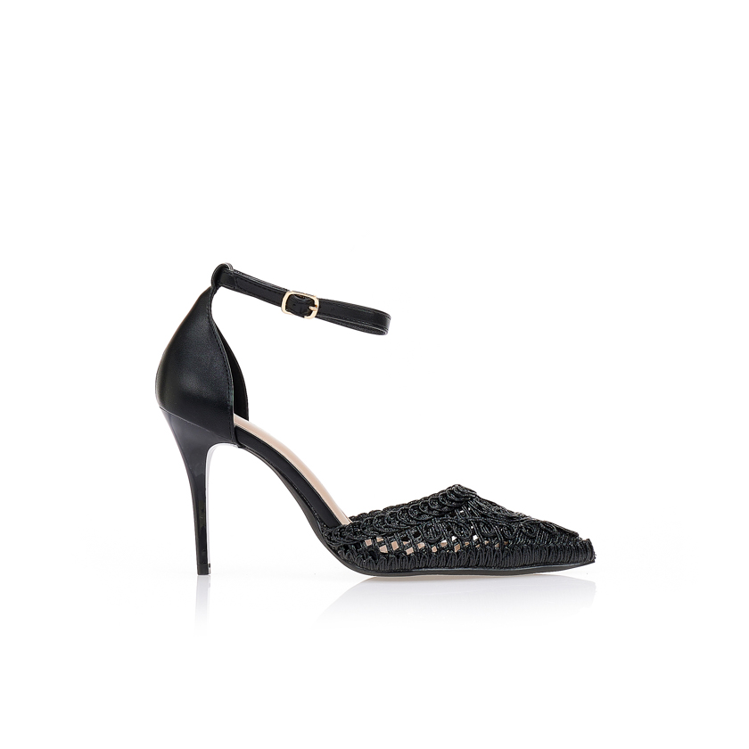 Γόβες μαύρες με κεντητό σχέδιο ΜΑΥΡΟ