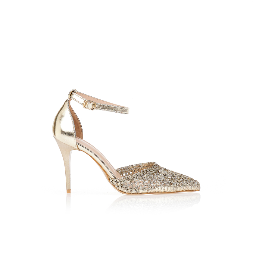 Γόβες χρυσό με κεντητό σχέδιο ΧΡΥΣΟ