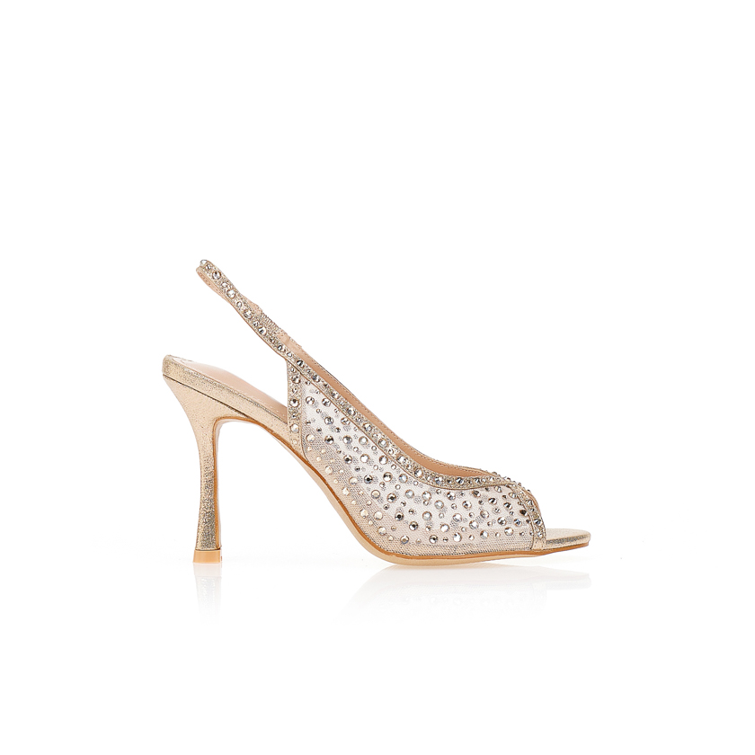 Γόβες με διαφάνεια και στρας ΧΡΥΣΟ