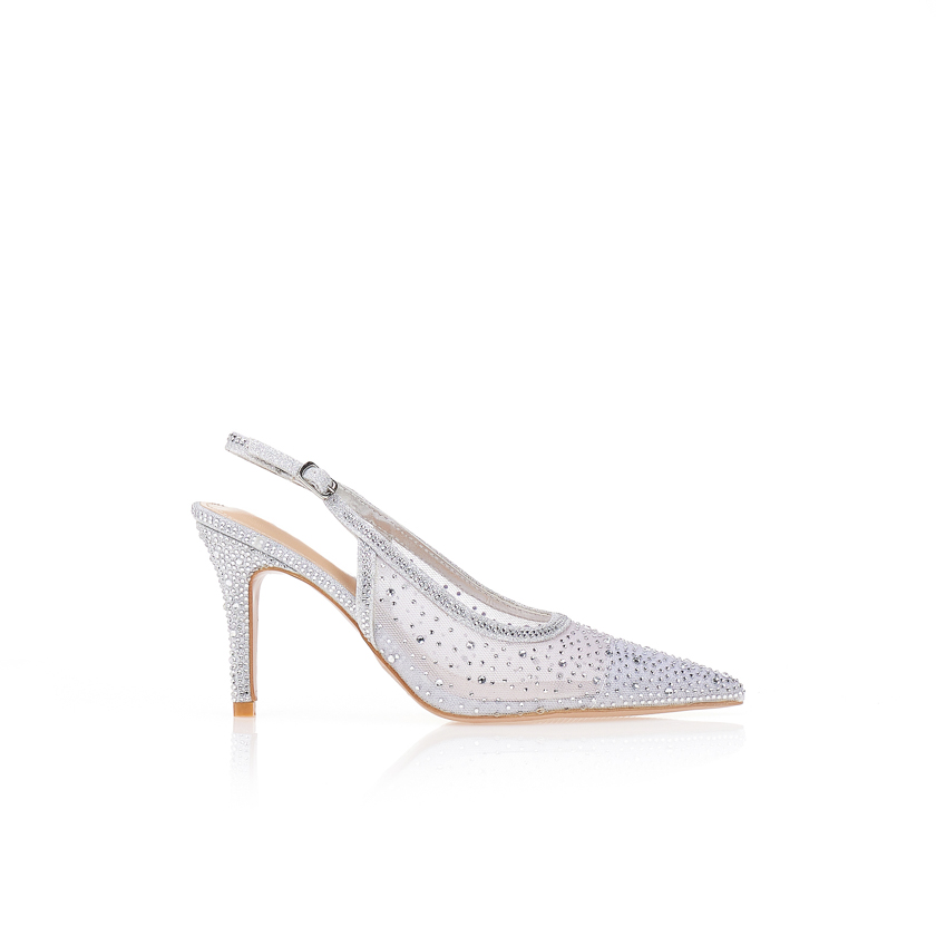 Γόβες λούρεξ με διαφάνεια και στρας ΑΣΗΜΙ