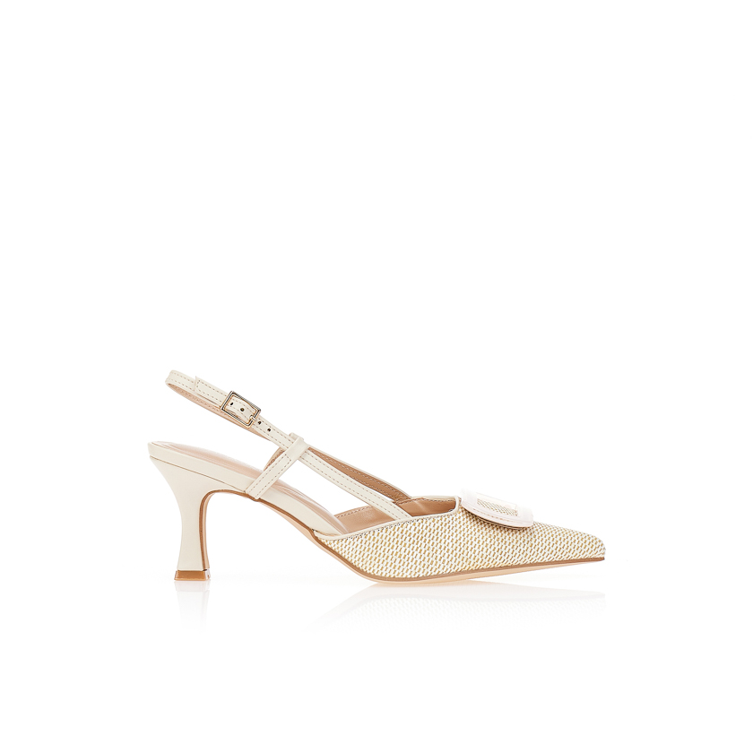 Γόβες μπεζ με εφέ ψάθας ΜΠΕΖ