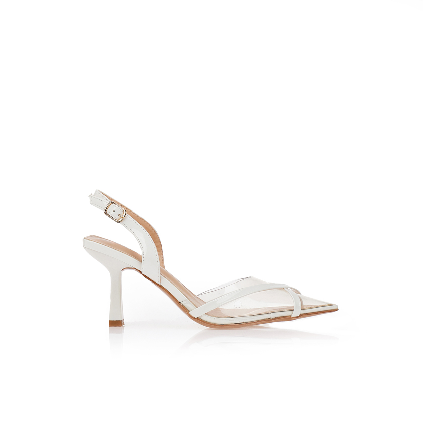 Γόβες με διαφάνεια και λευκές λεπτομέρειες ΛΕΥΚΟ