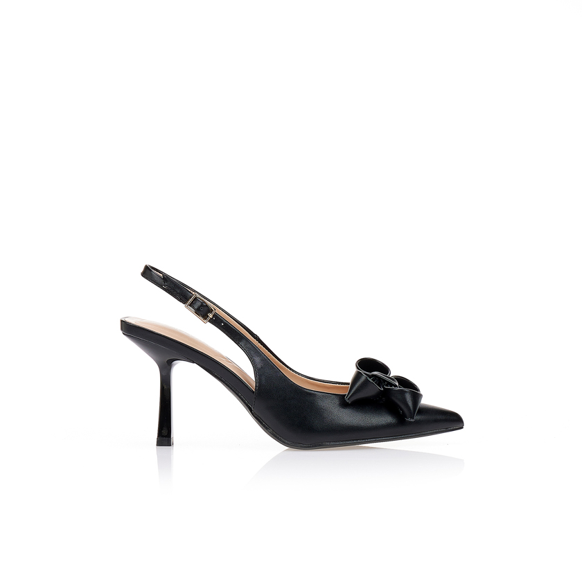 Γόβες slingback με φιόγκο ΜΑΥΡΟ