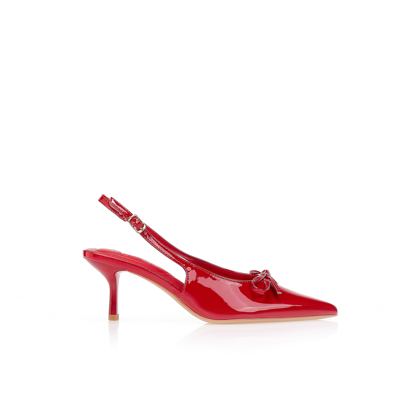 Γόβες λουστρίνι slingback μυτερές ΚΟΚΚΙΝΟ