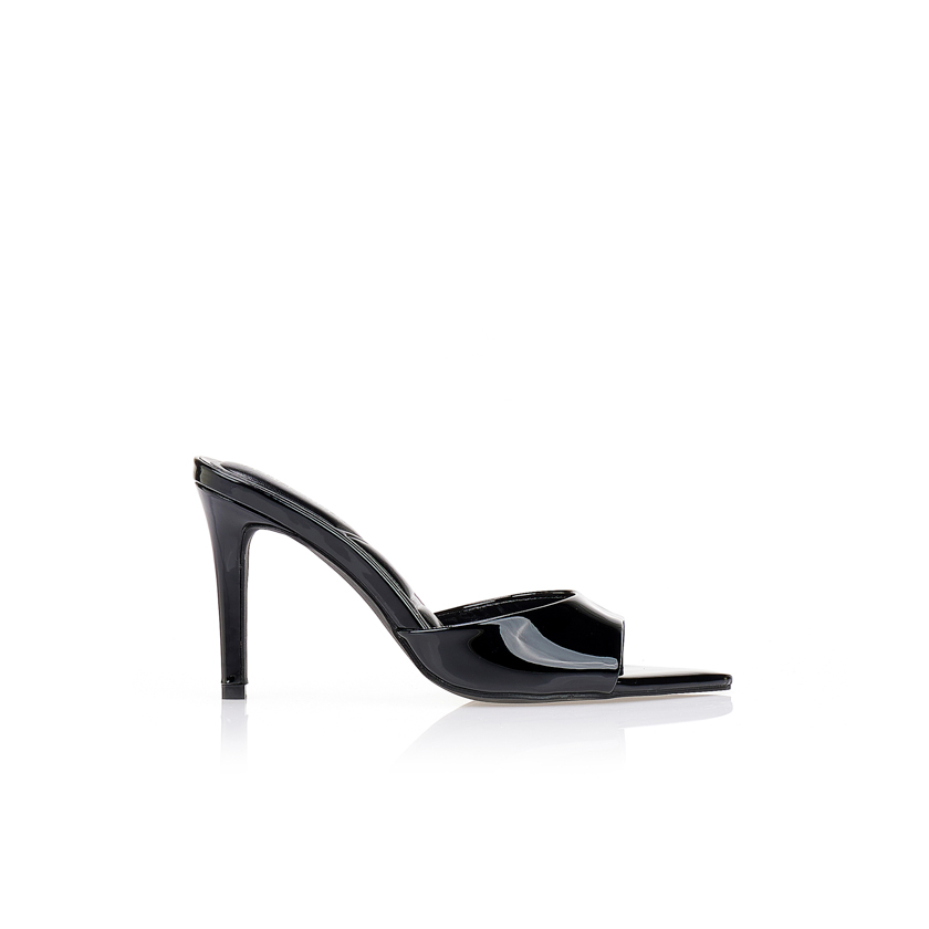 Πέδιλα mules μαύρα μυτερά ΜΑΥΡΟ