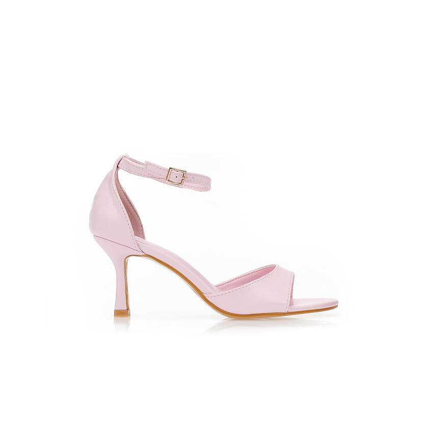 Πέδιλα με λεπτό τακούνι και μπαρέτα ΡΟΖ