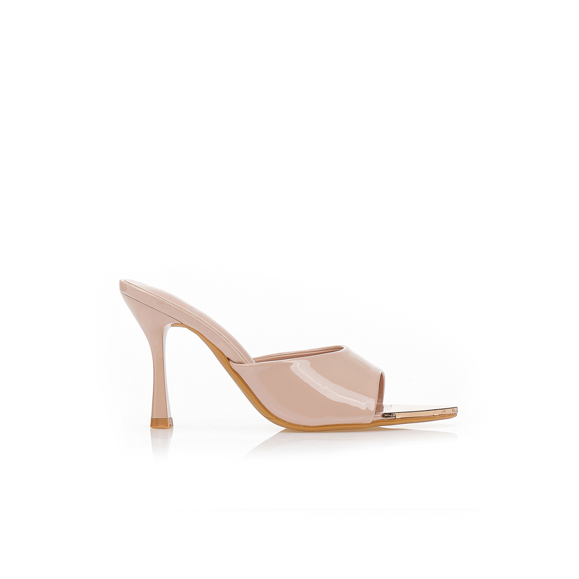 Mules με μεταλλική λεπτομέρεια NUDE