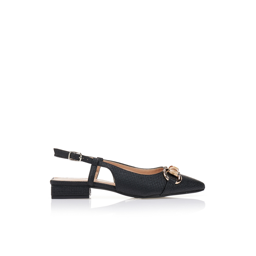 Γόβες μαύρες με κοκκάλινη αγκράφα ΜΑΥΡΟ