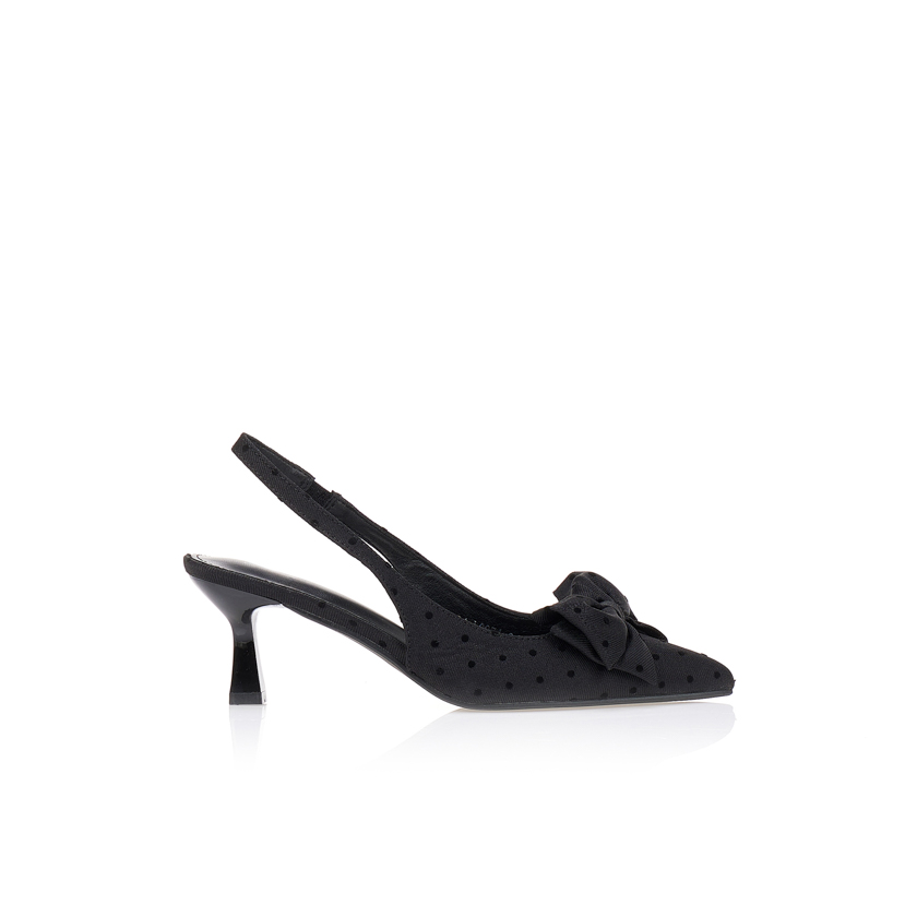 Γόβες μαύρες με πουά φιόγκο ΜΑΥΡΟ