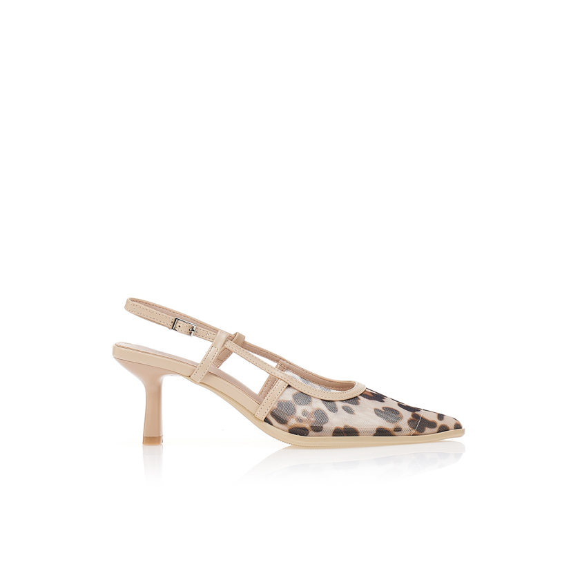 Γόβες slingback με animal print διαφάνεια ΛΕΟΠΑΡ