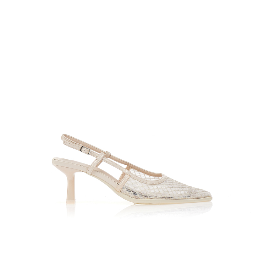 Γόβες slingback με μπεζ διαφάνεια ΜΠΕΖ