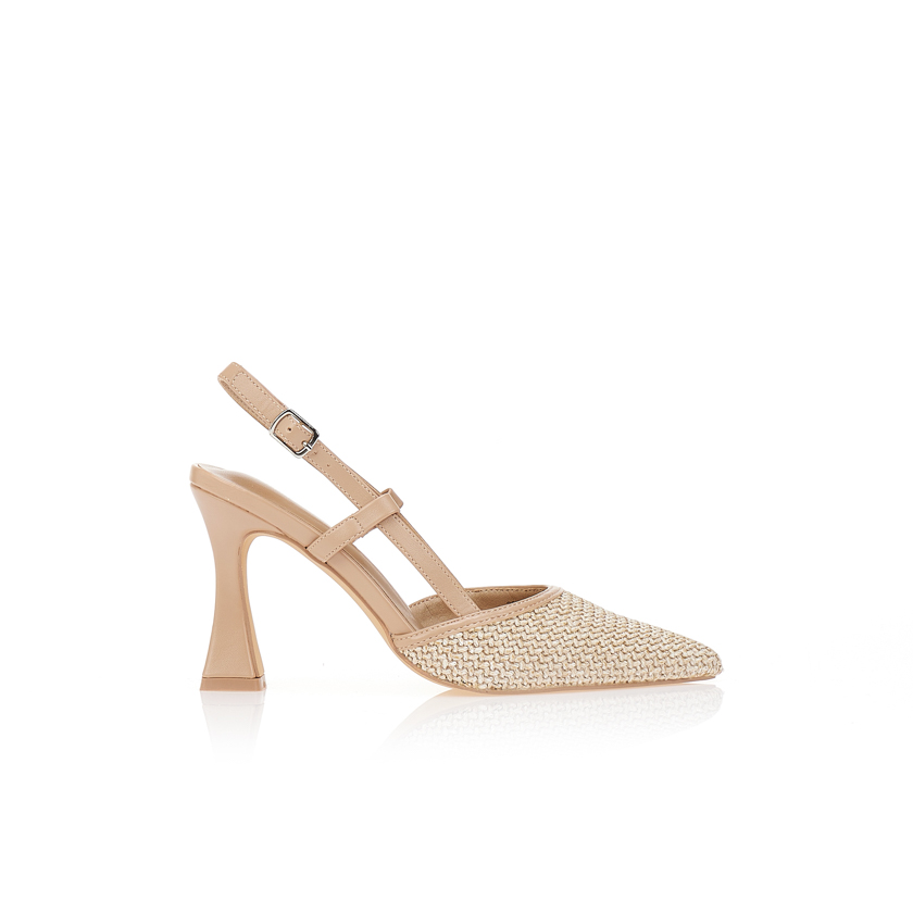 Γόβες μπεζ με ψάθινη μύτη ΜΠΕΖ