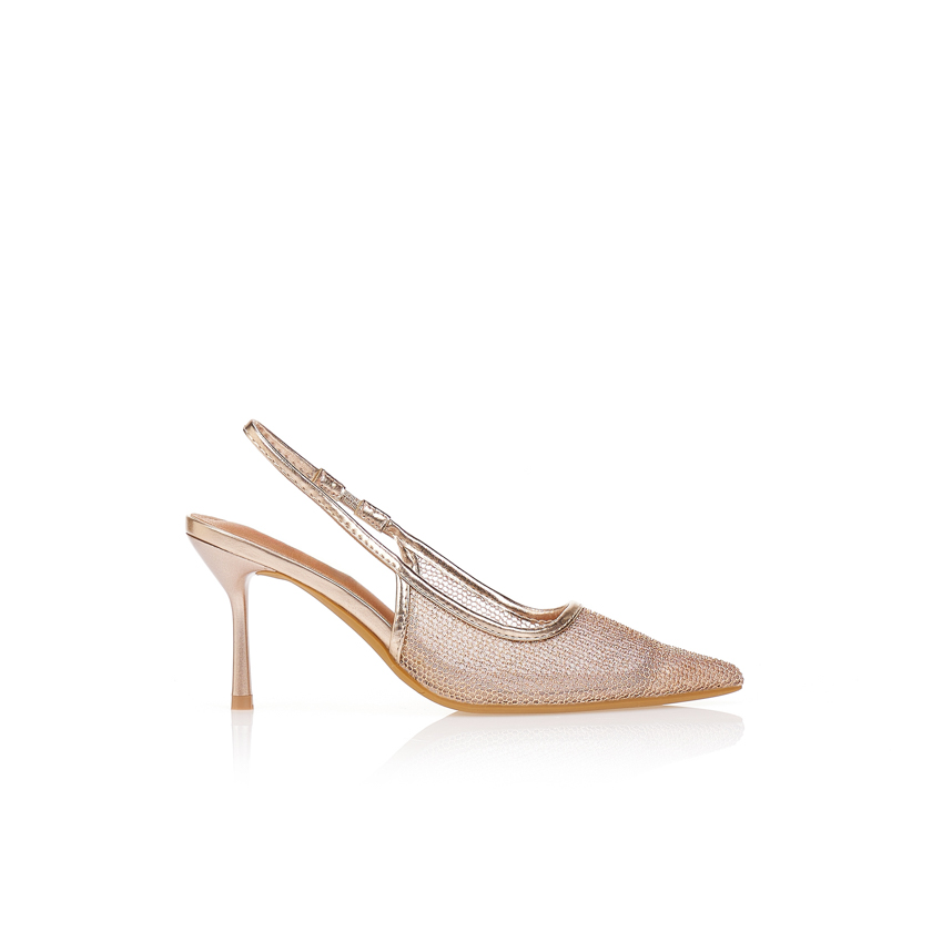 Γόβες μυτερές με μεταλλική όψη ΜΠΡΟΝΖΕ