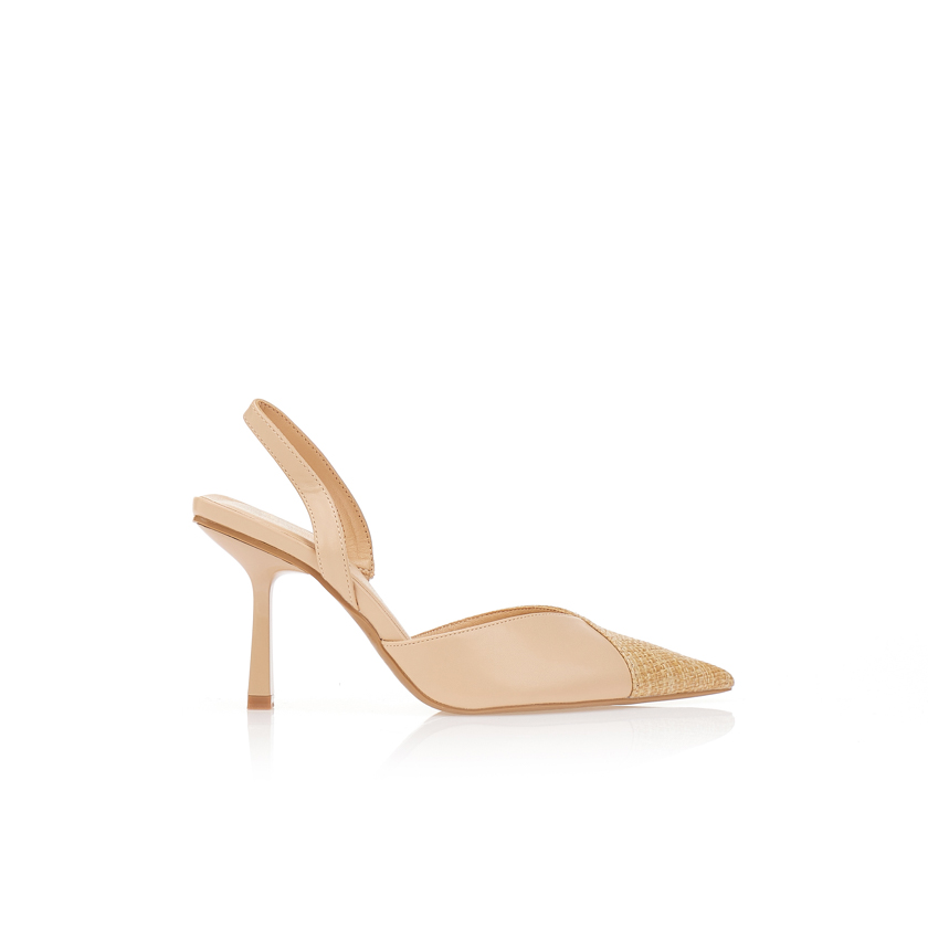 Γόβες με λουράκι και ψάθινη μύτη ΜΠΕΖ