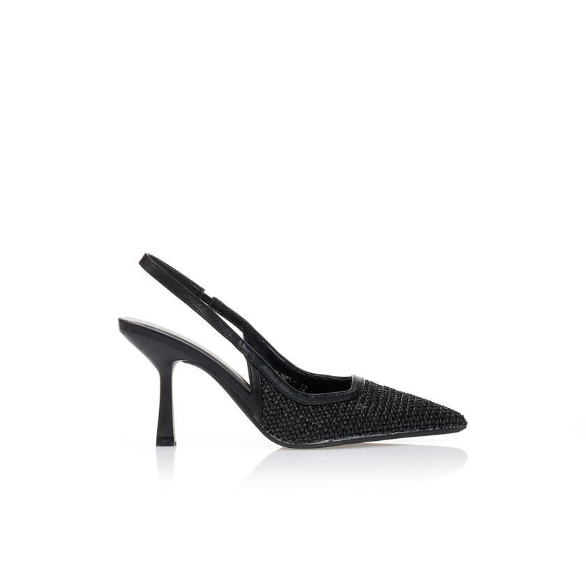 Γόβες μαύρες ψάθινες πλεκτές ΜΑΥΡΟ