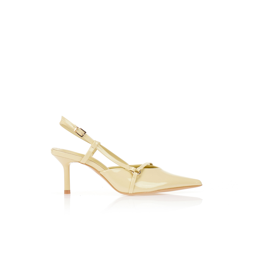 Γόβες slingback λουστρίνι μυτερές ΚΙΤΡΙΝΟ
