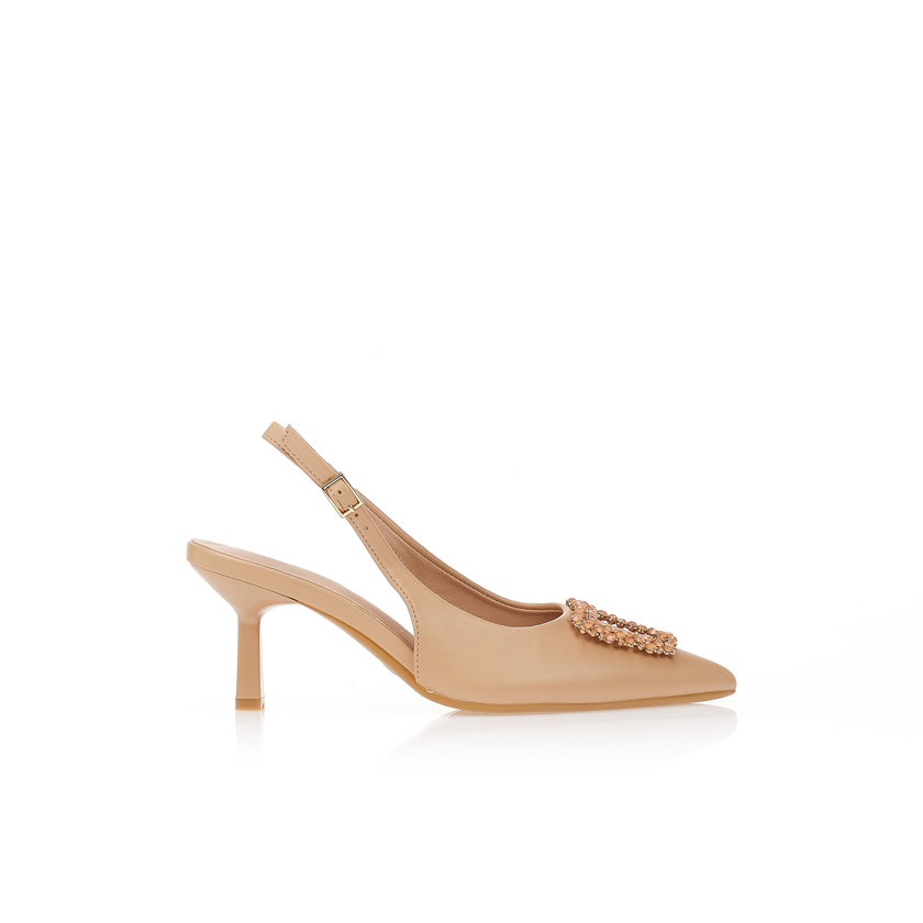 Γόβες δερματίνη με αγκράφα ΚΑΜΕΛ