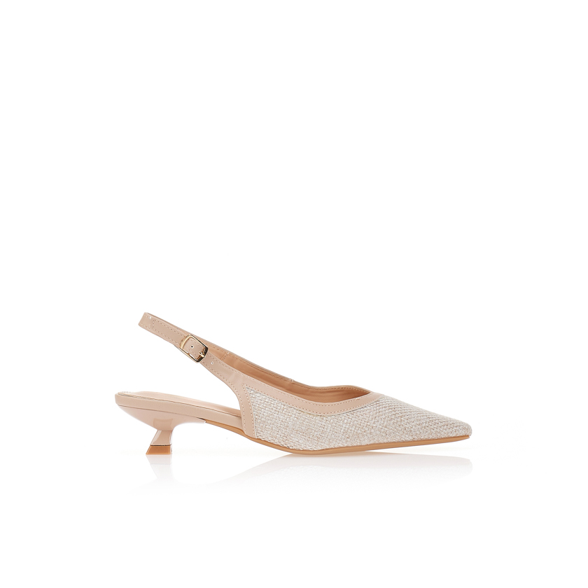 Γόβες slingback ψάθινες με χαμηλό τακούνι ΠΟΥΡΟ