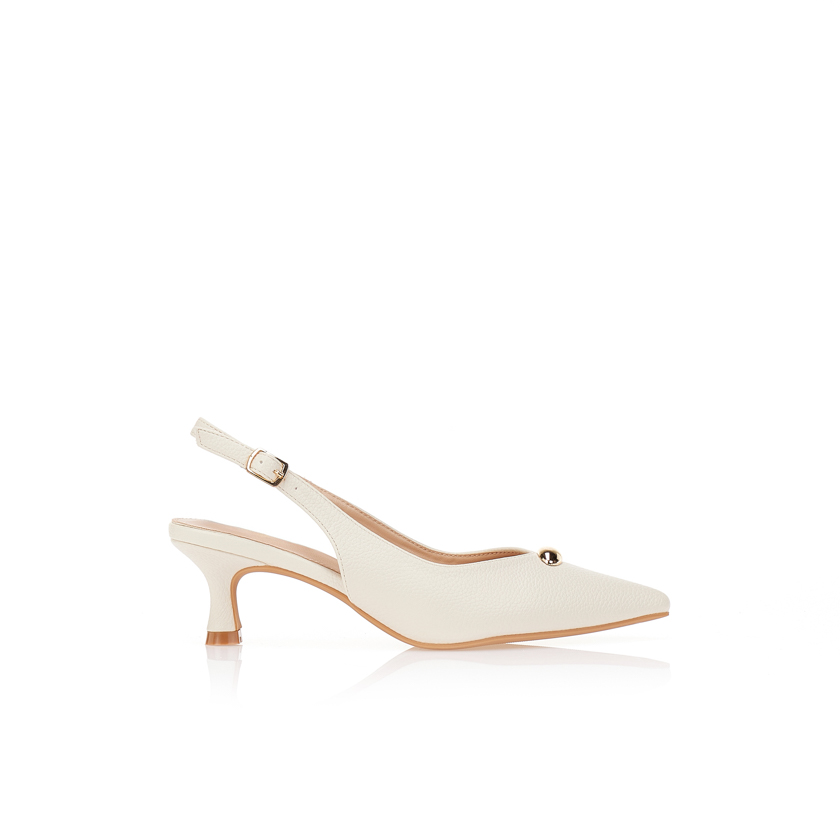 Γόβες δερματίνη ανάγλυφες με οβάλ μεταλλική λεπτομέρεια ΜΠΕΖ