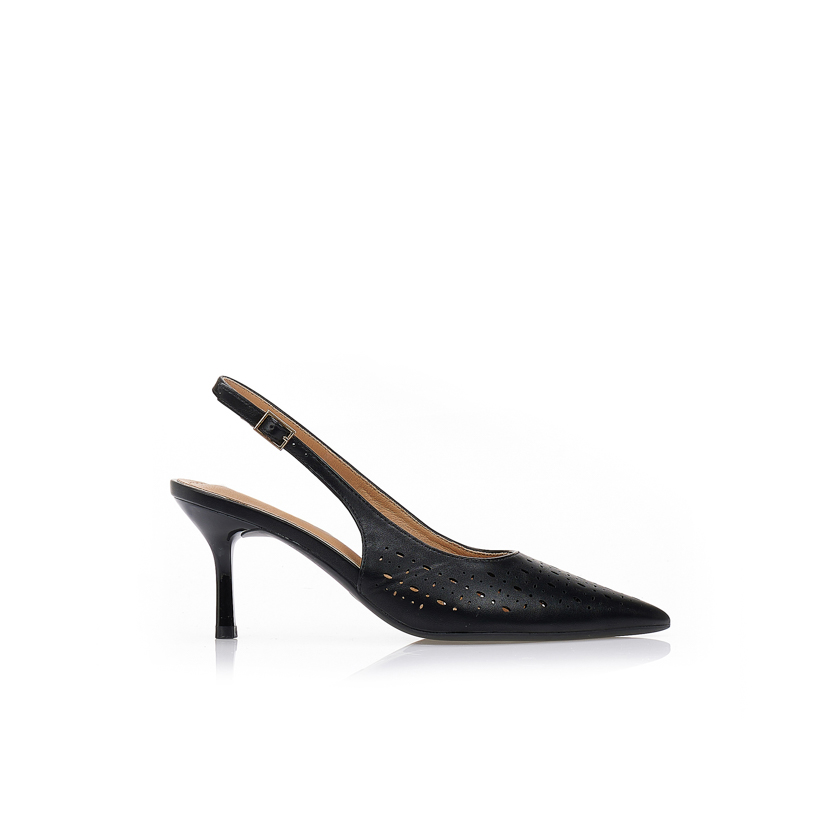 Tsoukalas Γόβες δερματίνη με διάτρητο σχέδιο ΜΑΥΡΟ