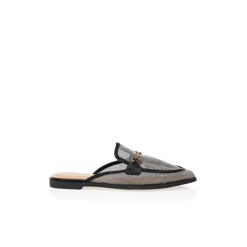 Tsoukalas Mules μοκασίνια μαύρα με χρυσή αγκράφα ΜΑΥΡΟ