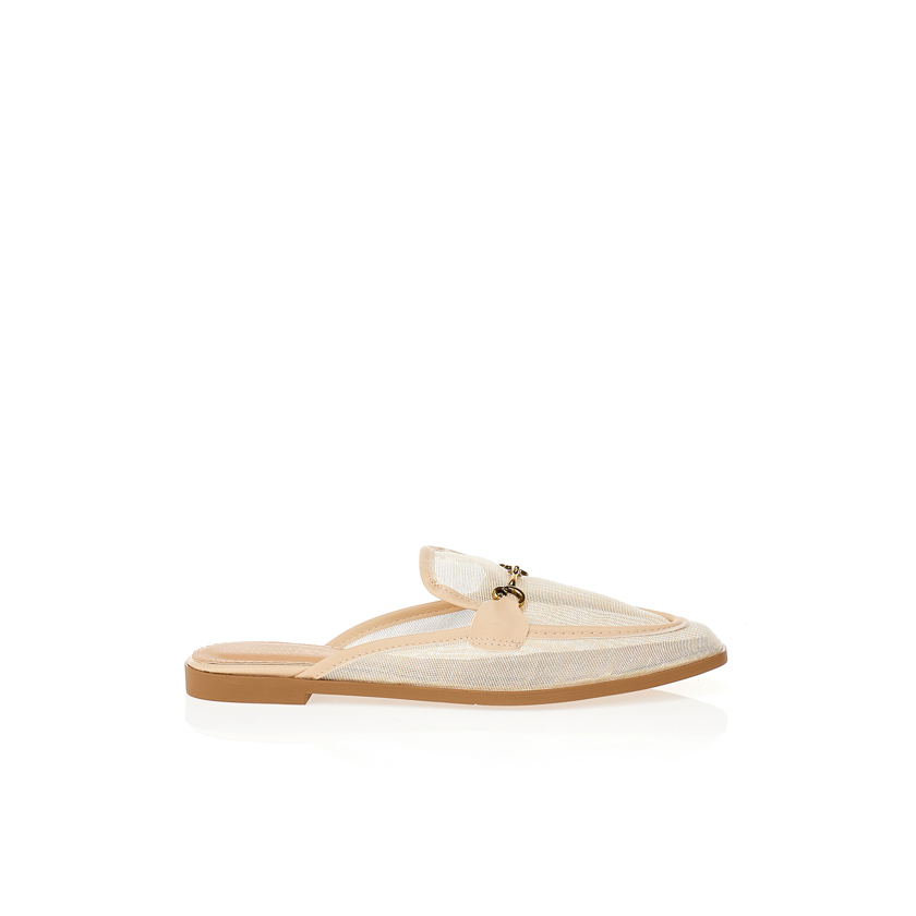 Tsoukalas Mules μοκασίνια μπεζ με χρυσή αγκράφα ΜΠΕΖ