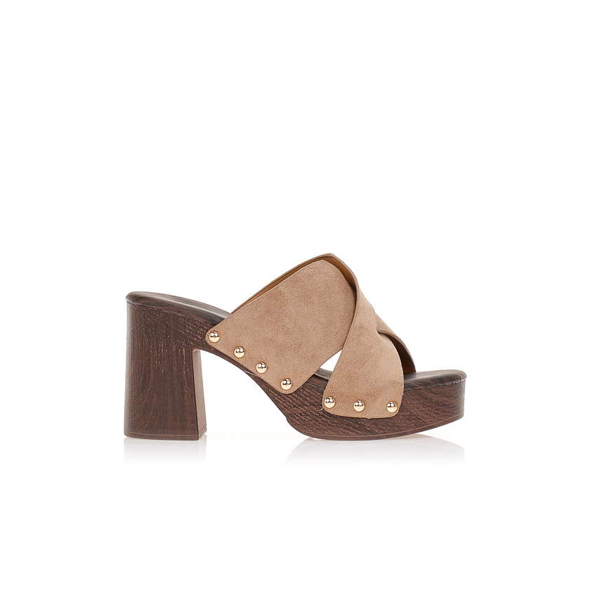 Σαμπό mules με σουέτ φάσα και τρουκς ΠΟΥΡΟ