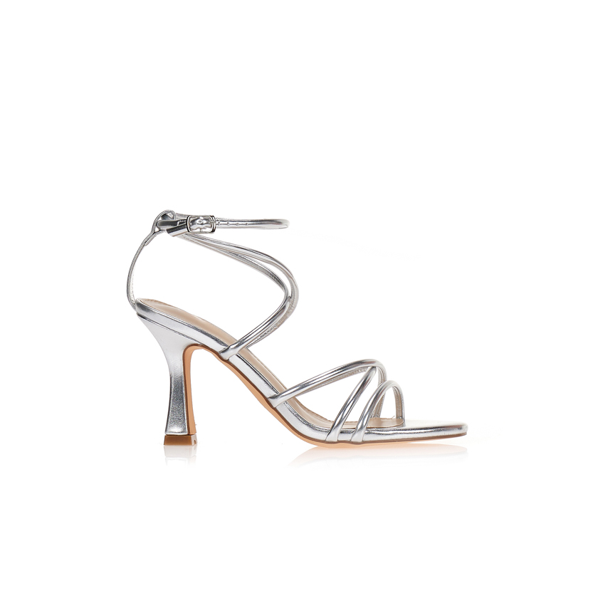 Πέδιλα ασημί με πολλαπλά λουράκια ΑΣΗΜΙ
