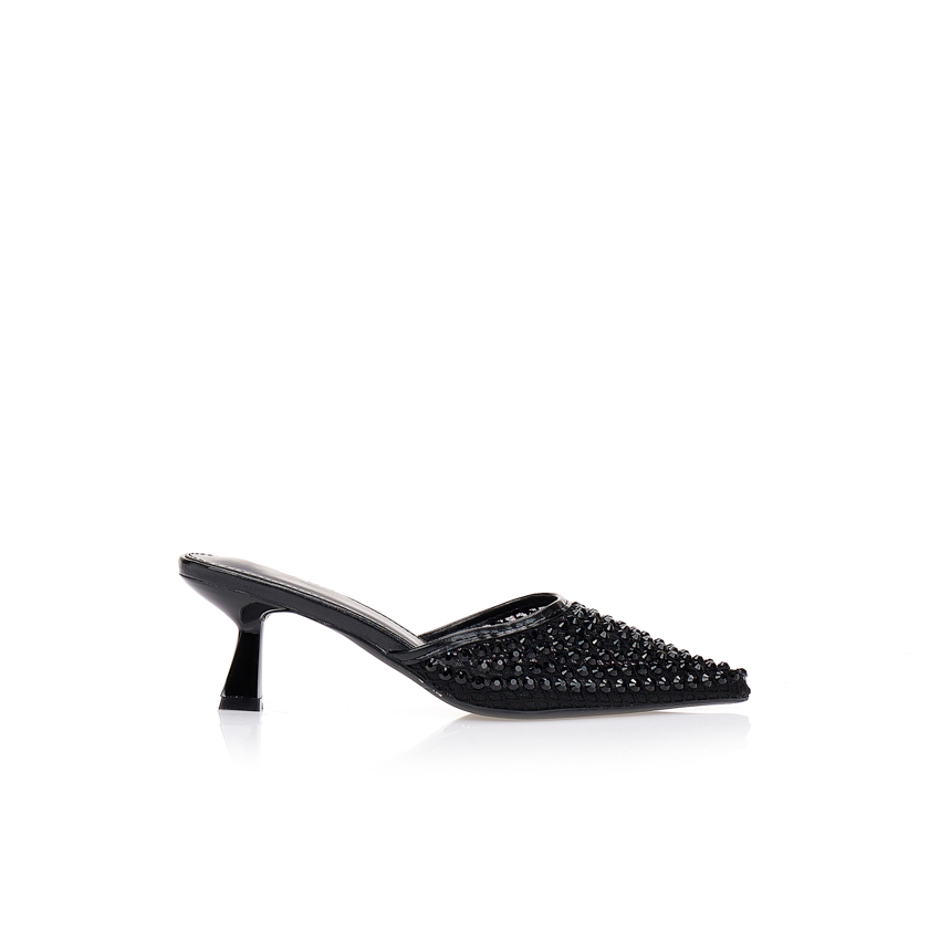 Mules μαύρα με στρας στην φάσα ΜΑΥΡΟ