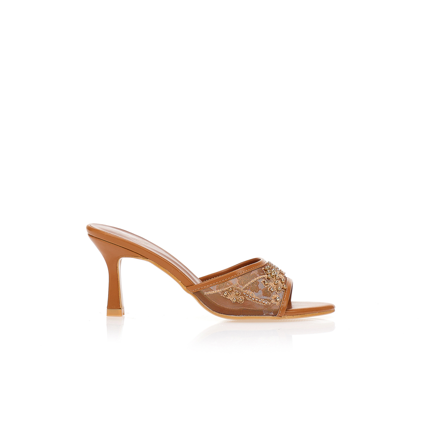 Mules κάμελ με διατρητή φασά και πέρλες ΚΑΜΕΛ