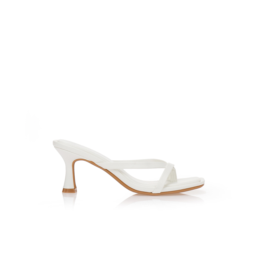 Mules λευκά με λεπτά λουράκια ΛΕΥΚΟ