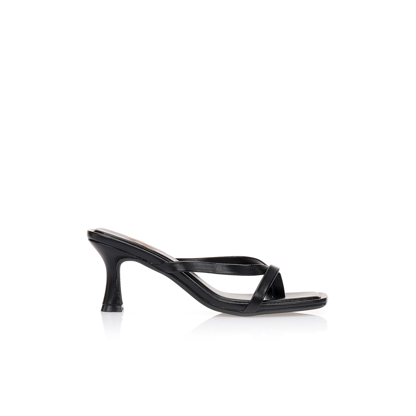 Mules μαύρα με λεπτά λουράκια ΜΑΥΡΟ