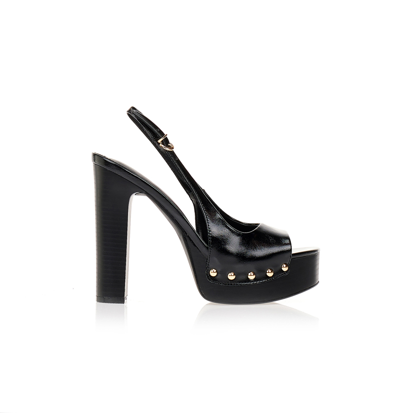 Tsoukalas Πέδιλα μαύρα με τρουκς και χοντρό τακούνι ΜΑΥΡΟ