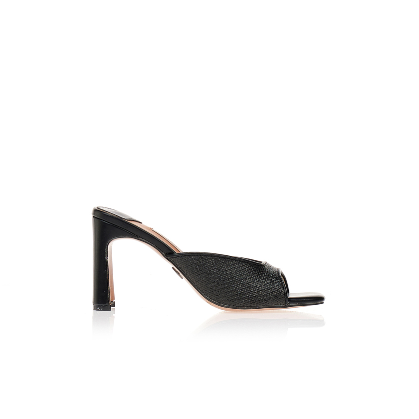 Πέδιλα TSOUKALAS μαύρα με χοντρό τακούνι ΜΑΥΡΟ