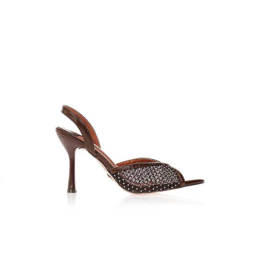 Πέδιλα TSOUKALAS με διάτρητη φάσα και στρας ΚΑΦΕ