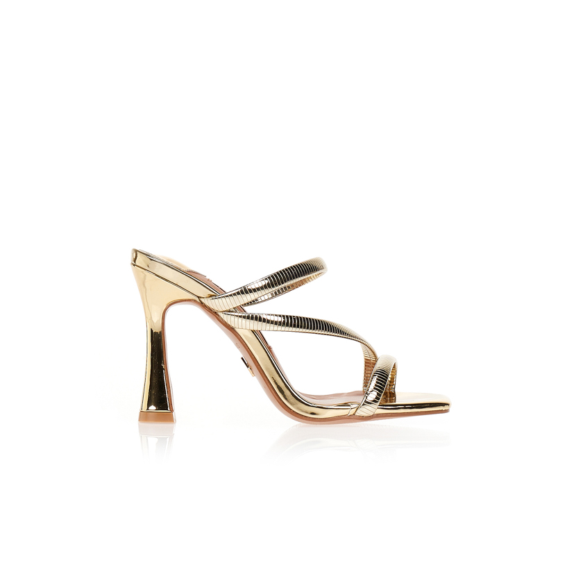 Mules TSOUKALAS με ανάγλυφα λουράκια ΧΡΥΣΟ