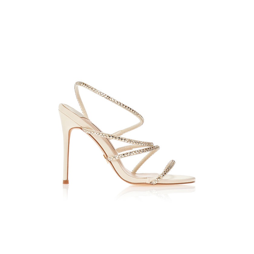 Πέδιλα TSOUKALAS με λεπτά λουράκια και στρας NUDE