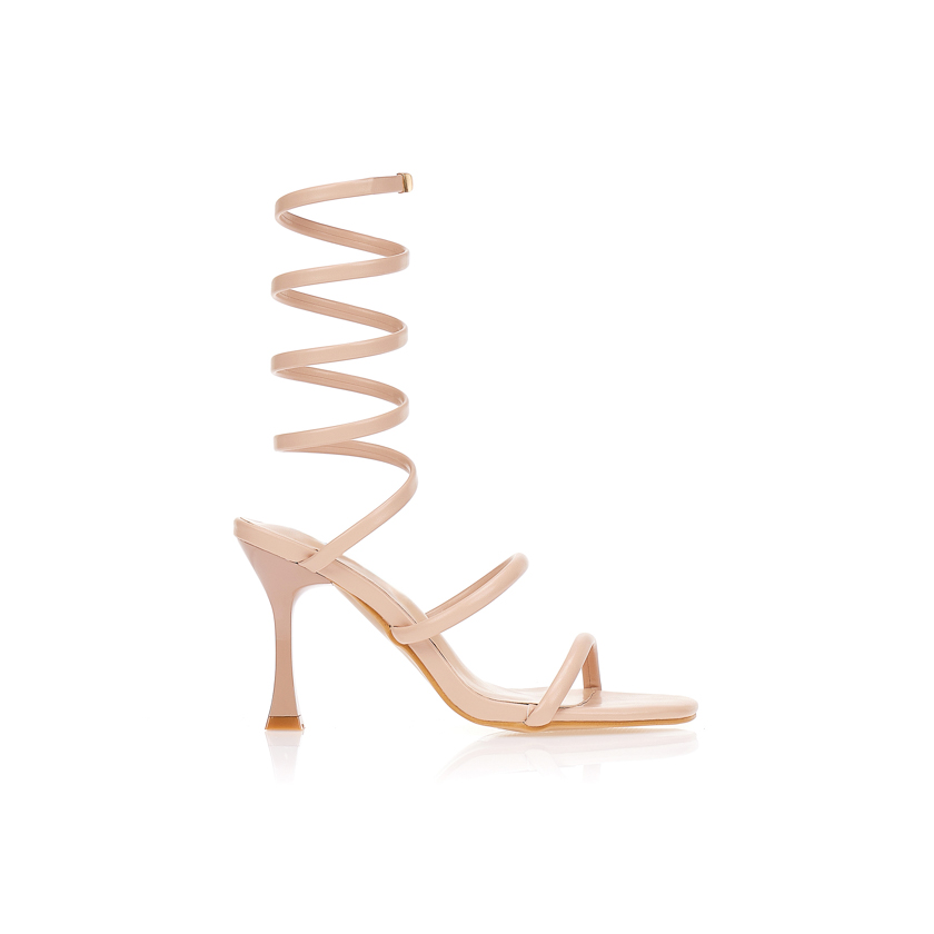 Πέδιλα nude με σπιράλ λουράκια NUDE