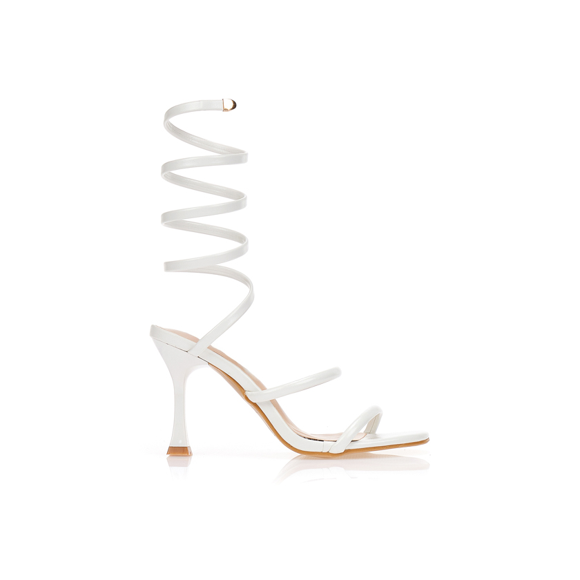 Πέδιλα λευκα με σπιράλ λουράκια ΛΕΥΚΟ