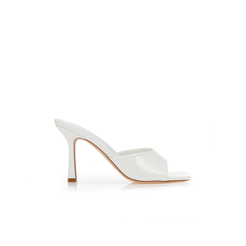 Mules λουστρίνι άσπρα ΛΕΥΚΟ