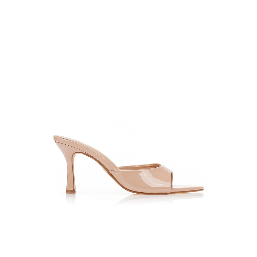Mules λουστρίνι με μυτερό τελείωμα NUDE