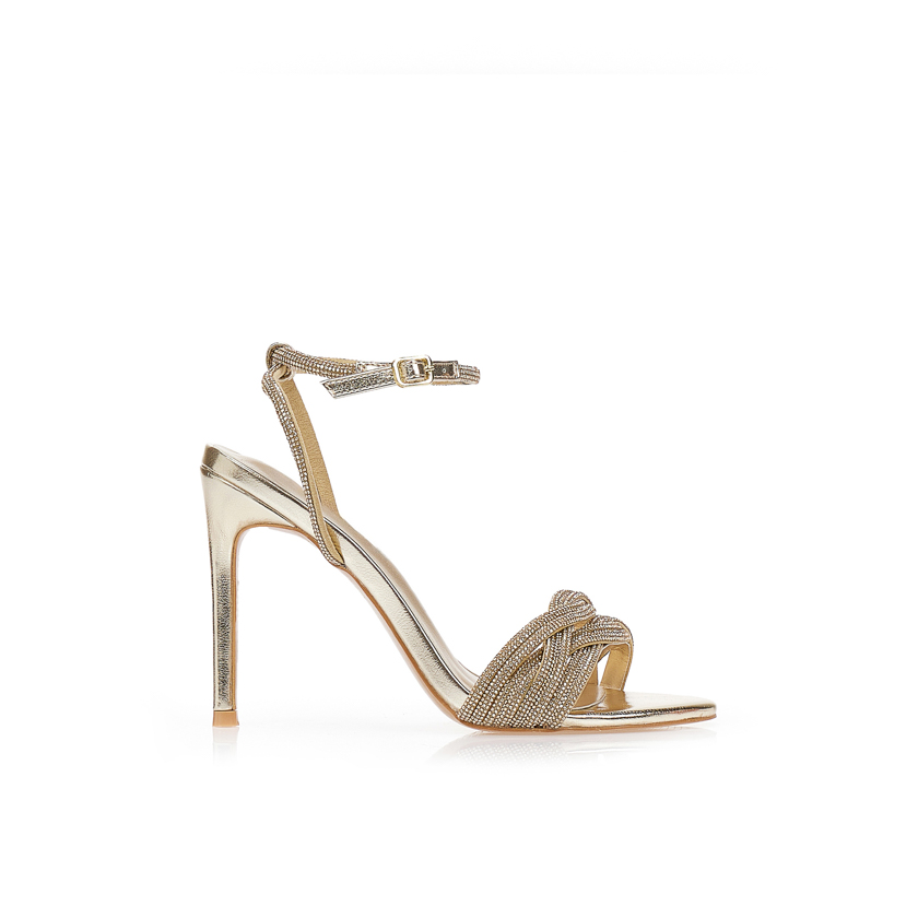 Πέδιλα ψηλοτάκουνα με στρας ΧΡΥΣΟ