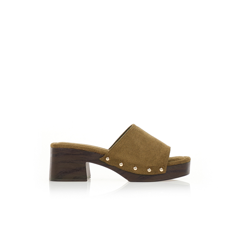 Πέδιλα mules σουέτ με τρουκς ΠΡΑΣΙΝΟ