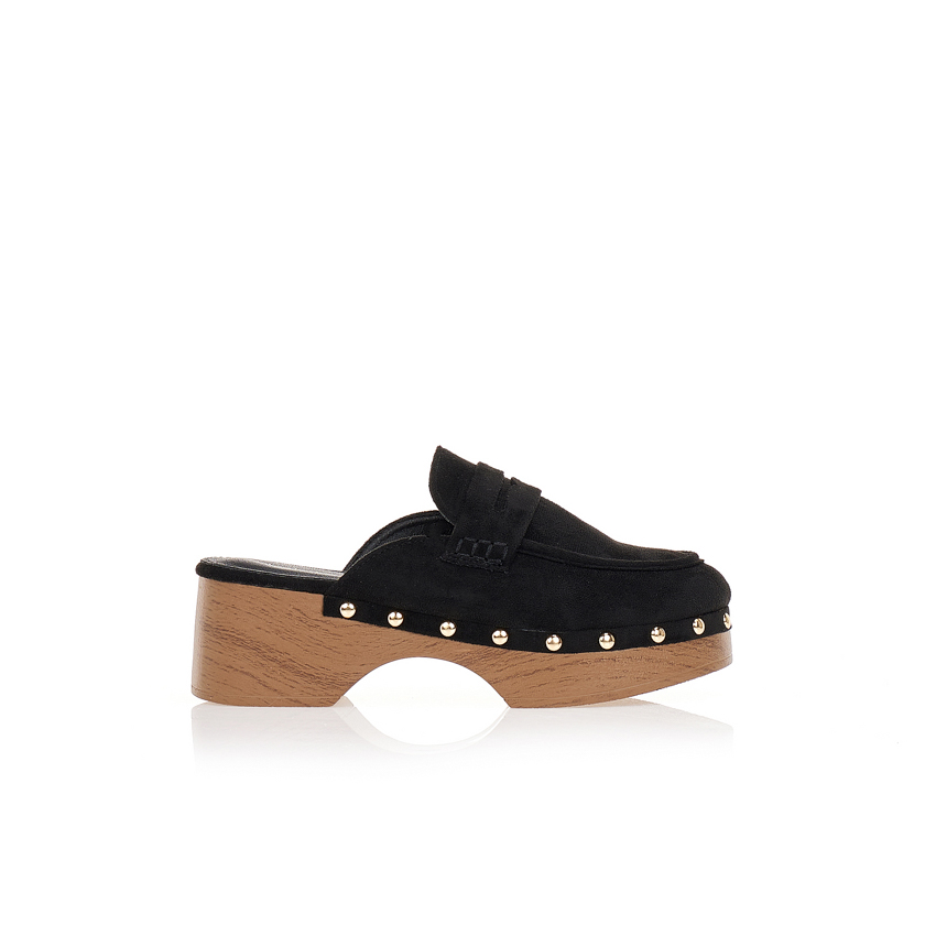 Σαμπό mules μαύρα με ξύλινο τακούνι ΜΑΥΡΟ
