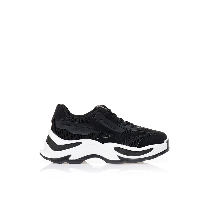 Sneakers με δίχτυ και χοντρή σόλα ΜΑΥΡΟ