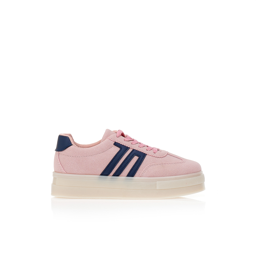 Sneakers σουέτ και μαύρες ρίγες ΡΟΖ